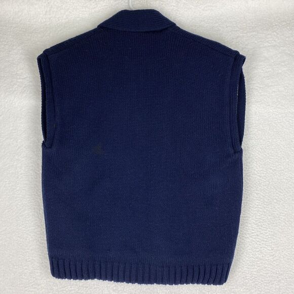 Vtg Campus Sweater Vest Mens Sz L Blue Cardigan Virgin Acrylic Reversible Sherpa - Picture 7 of 16